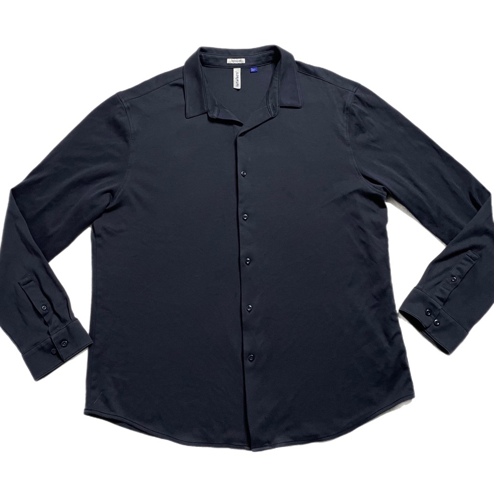 Artefact Men’s Black Jersey Stretch Modern Button Down‎ Shirt XL